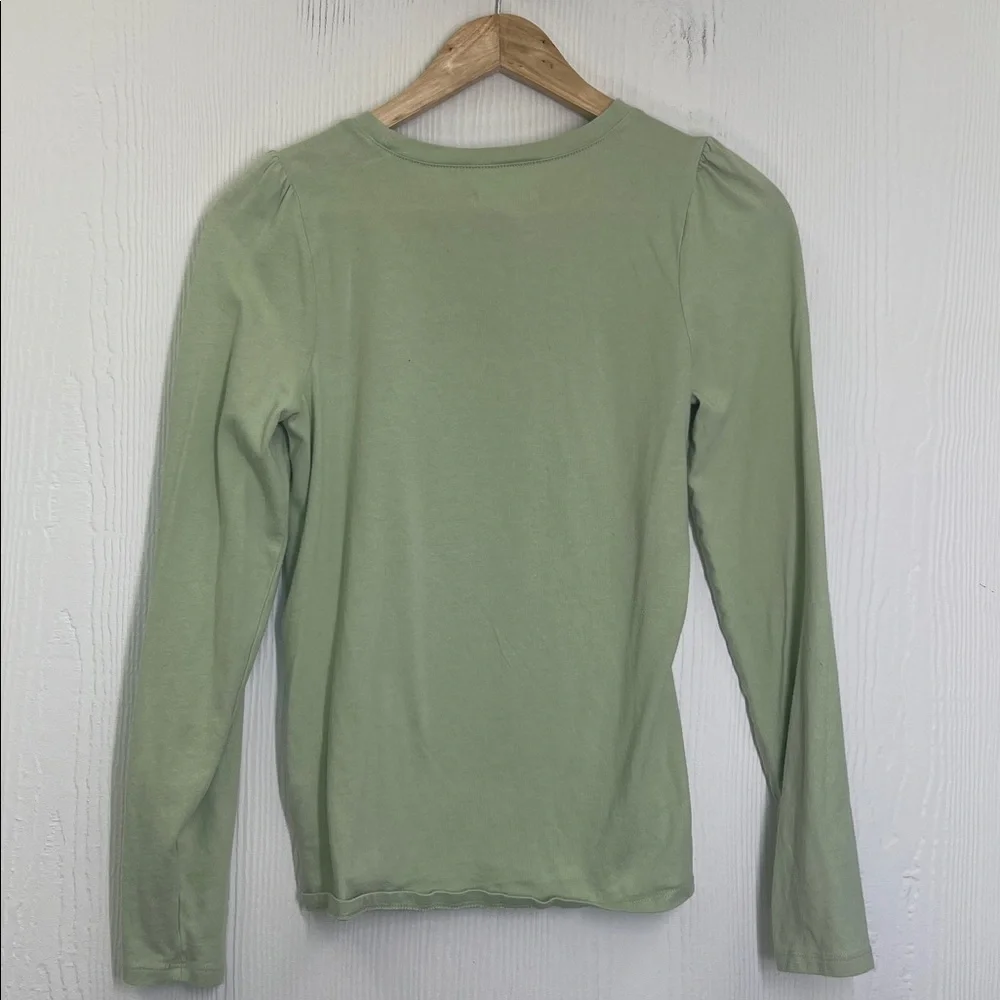 Madewell - Easy Puff Light Green Crewneck Long Sleeve Lightweight Blouse SZ XS